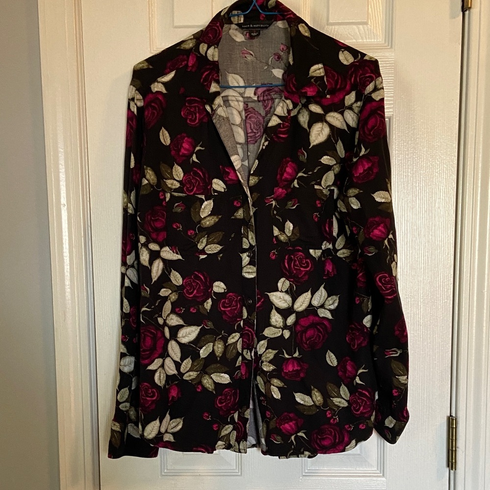Rock & Republic Black and Pink Floral Blazer